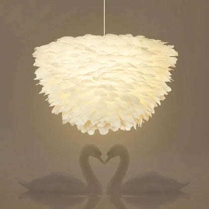 DecorBites™ White Floral Pendant Chandelier with Feather Accent - Simple Dining Room Lighting