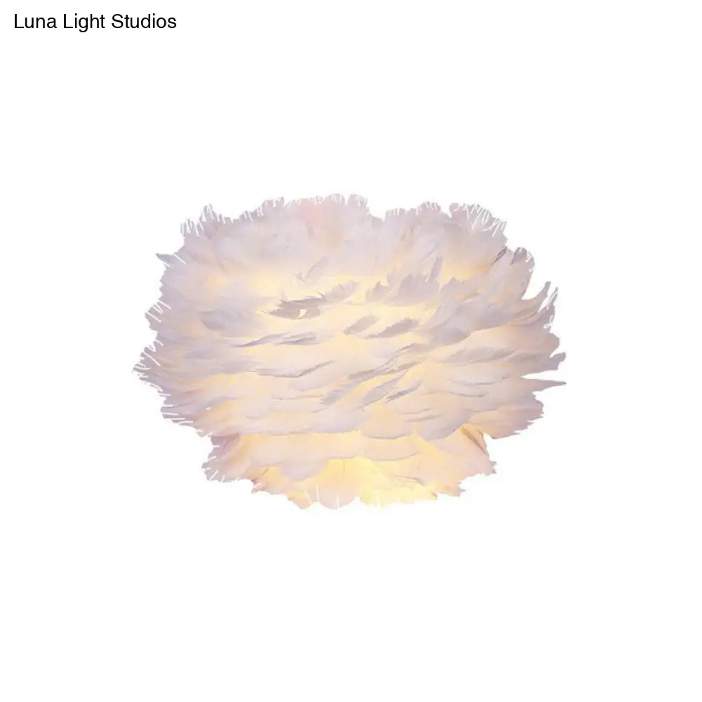 DecorBites™ White Floral Wall Mount Light - Minimalist Feather Sconce for Bedroom
