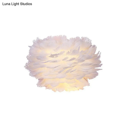 DecorBites™ White Floral Wall Mount Light - Minimalist Feather Sconce for Bedroom