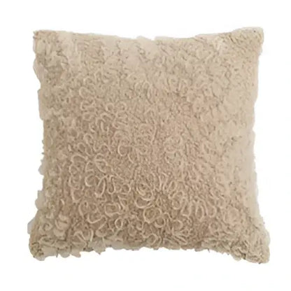 White fluffy ivorycamel polka dot cushion cover 45x45cm living room