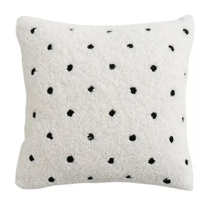 White fluffy ivorycamel polka dot cushion cover 45x45cm living room