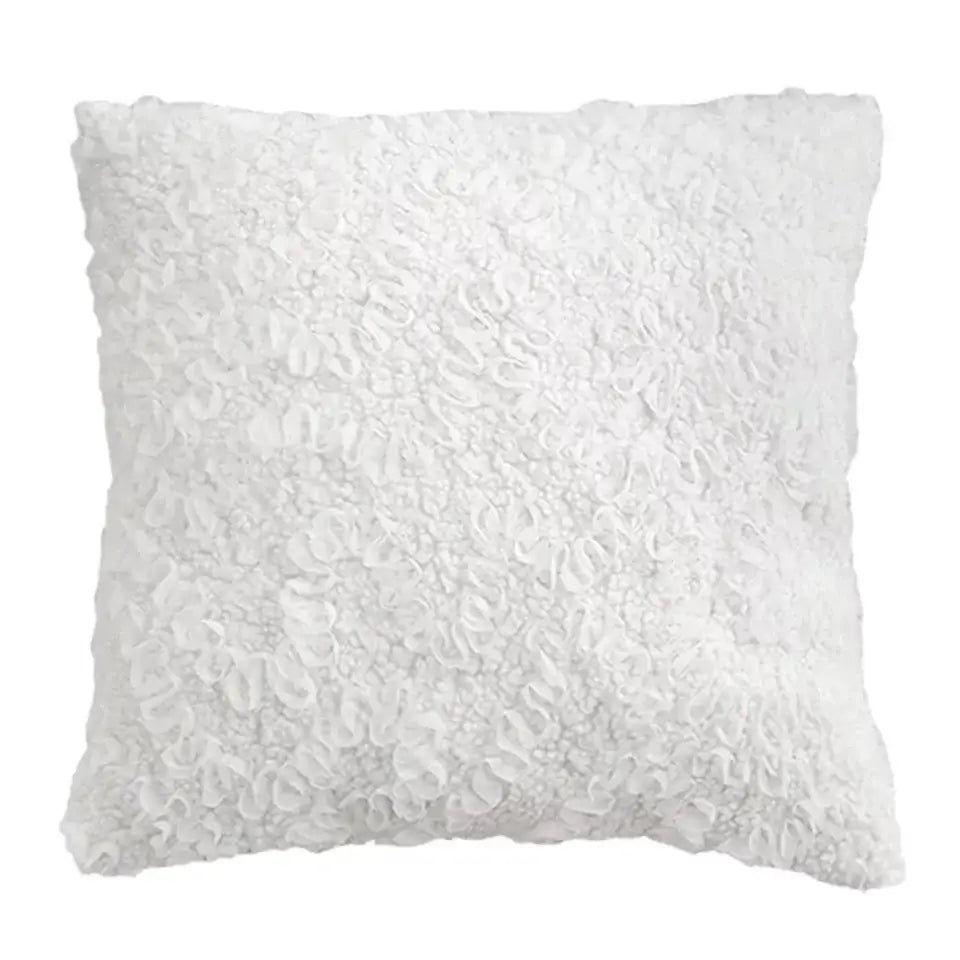 White fluffy ivorycamel polka dot cushion cover 45x45cm living room