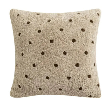 White fluffy ivorycamel polka dot cushion cover 45x45cm living room