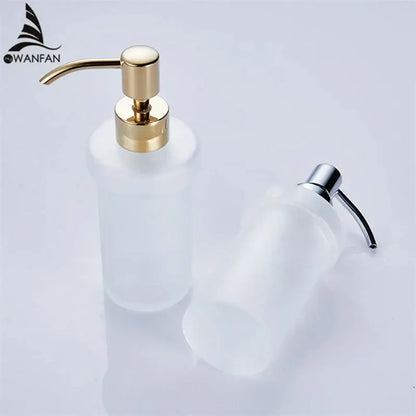 White frosted glass liquid soap dispenser bathroom gold pump