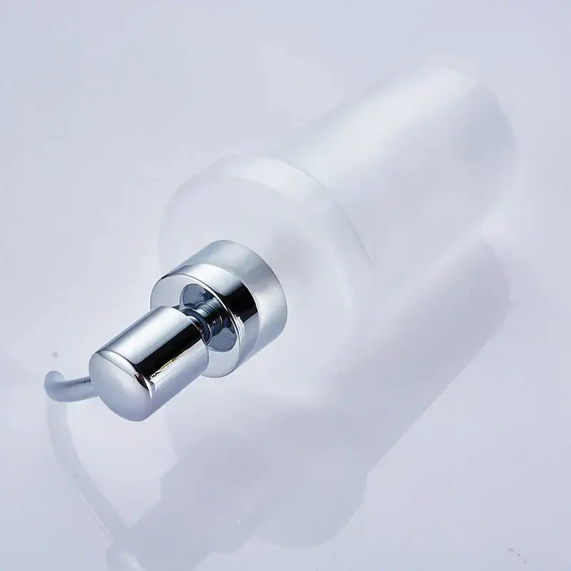 White frosted glass liquid soap dispenser bathroom gold pump