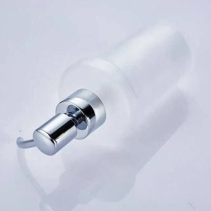 White frosted glass liquid soap dispenser bathroom gold pump
