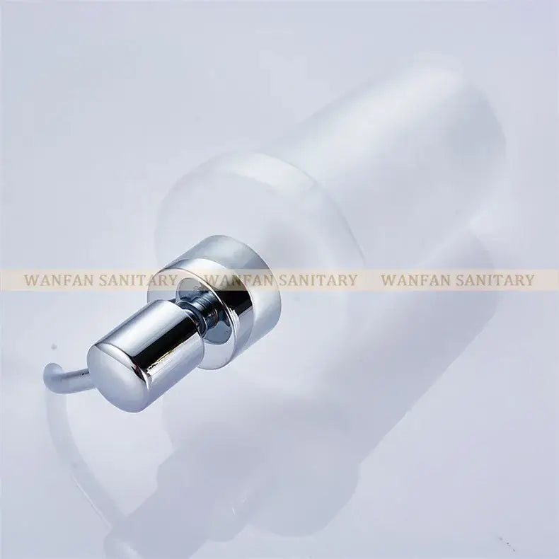 White frosted glass liquid soap dispenser bathroom gold pump