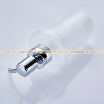White frosted glass liquid soap dispenser bathroom gold pump