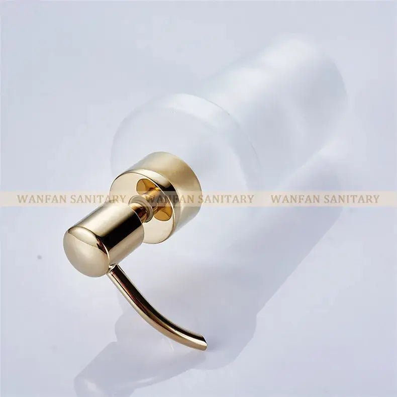 White frosted glass liquid soap dispenser bathroom gold pump