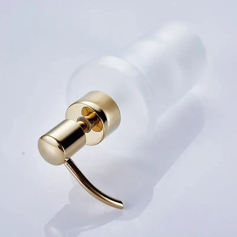 White frosted glass liquid soap dispenser bathroom gold pump