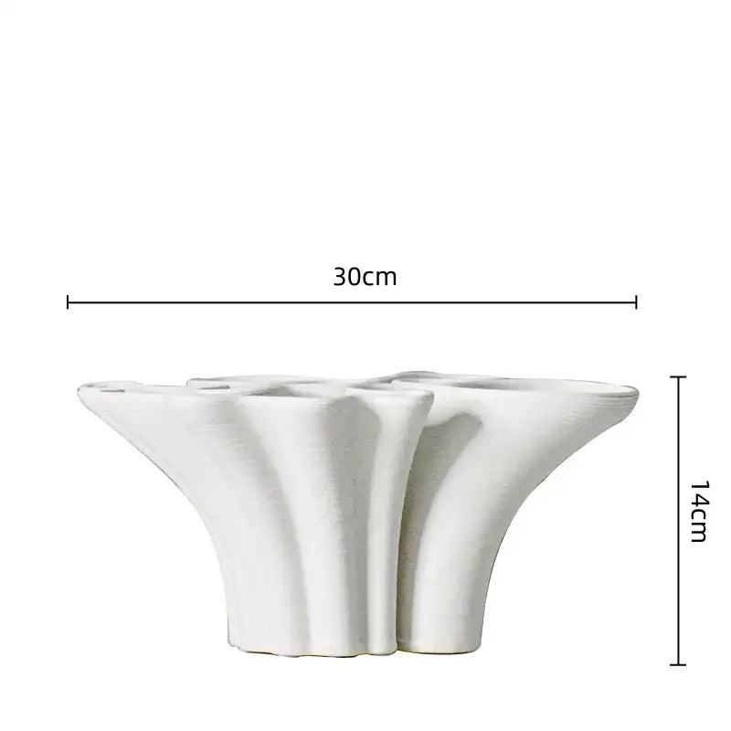 White geometric ceramic fold pattern vase living room decor