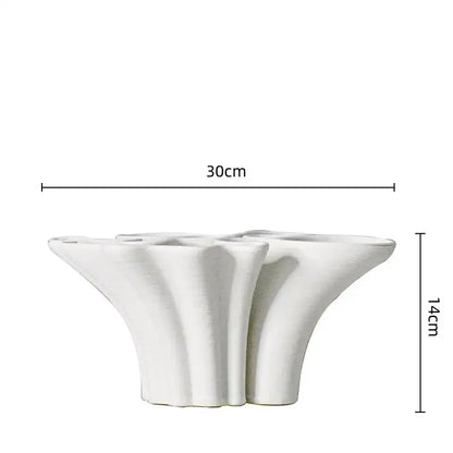 White geometric ceramic fold pattern vase living room decor