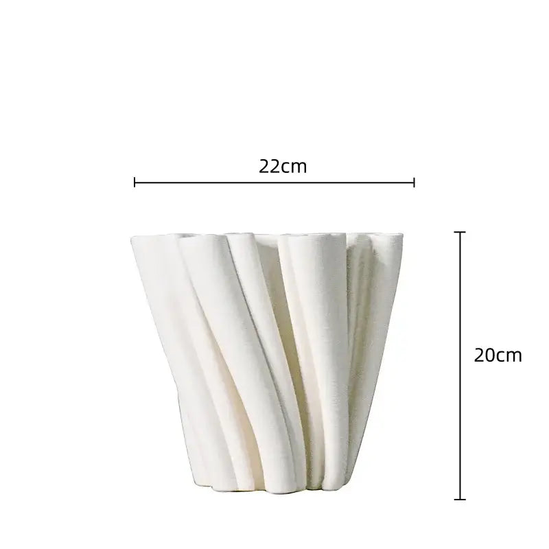 White geometric ceramic fold pattern vase living room decor