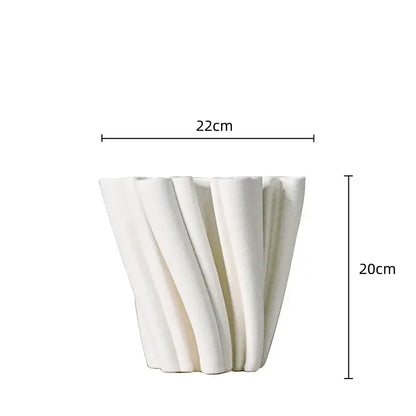 White geometric ceramic fold pattern vase living room decor