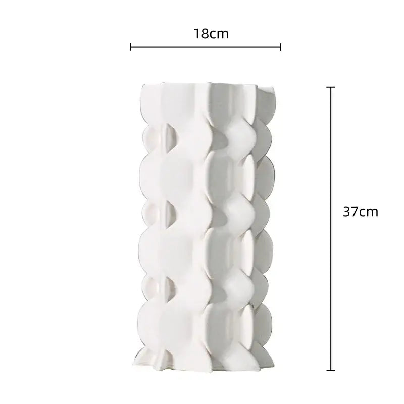 White geometric ceramic fold pattern vase living room decor