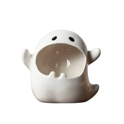 White ghost genie halloween porcelain ashtray desk decor office