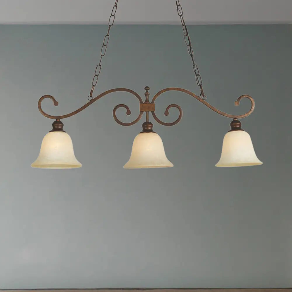 DecorBites™ White Glass Bell Pendant Light - Classic Island Lighting with 3 Lights for Dining Room