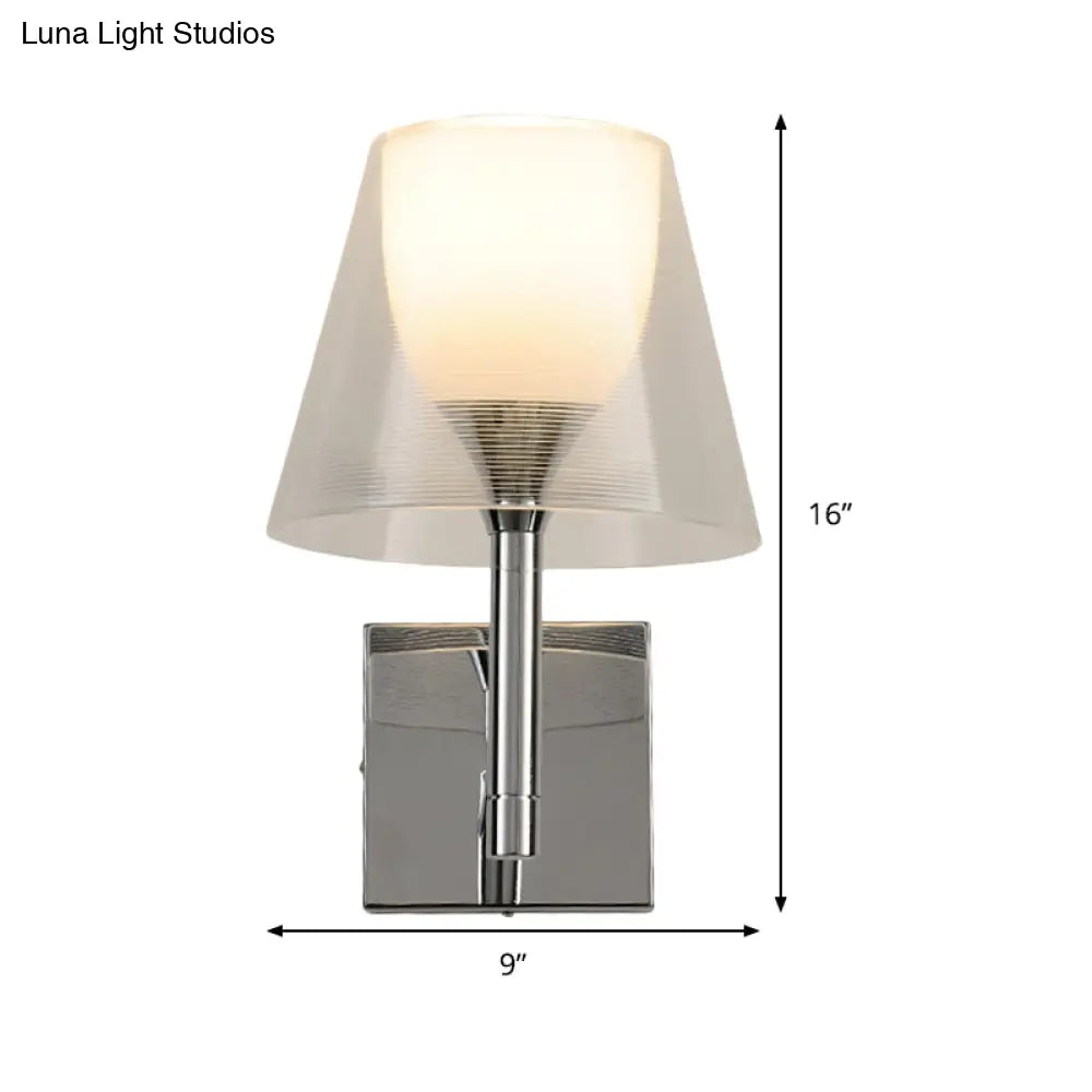 DecorBites™ White Glass Flared Wall Sconce Light Fixture for Contemporary Living Rooms