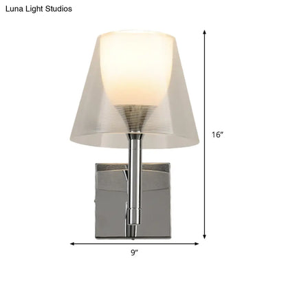 DecorBites™ White Glass Flared Wall Sconce Light Fixture for Contemporary Living Rooms