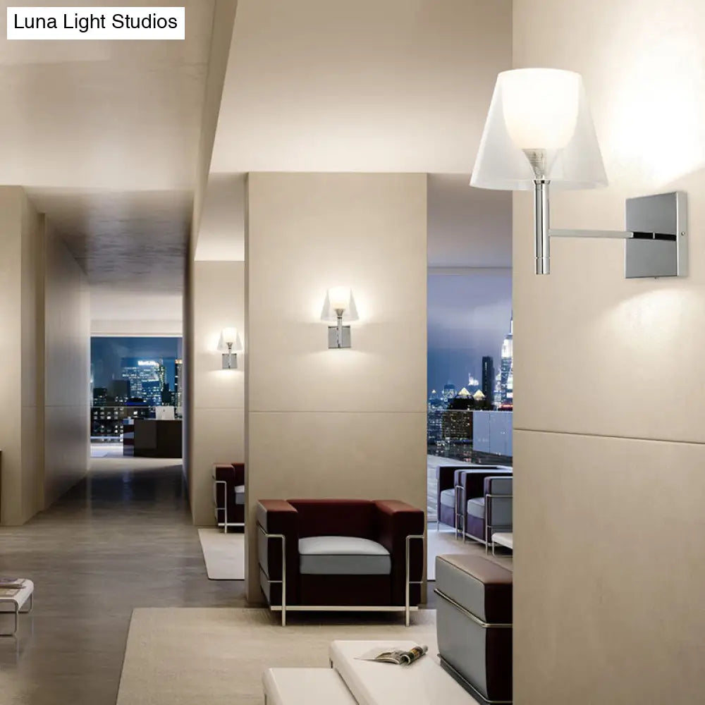 DecorBites™ White Glass Flared Wall Sconce Light Fixture for Contemporary Living Rooms