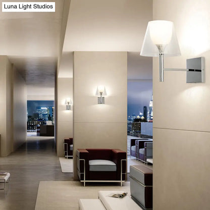 DecorBites™ White Glass Flared Wall Sconce Light Fixture for Contemporary Living Rooms