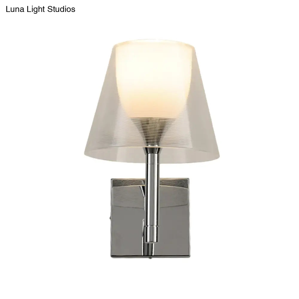 DecorBites™ White Glass Flared Wall Sconce Light Fixture for Contemporary Living Rooms