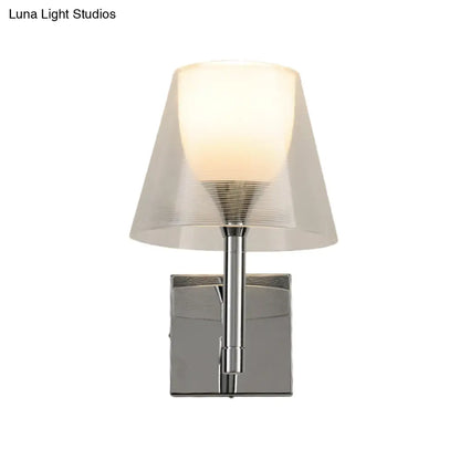 DecorBites™ White Glass Flared Wall Sconce Light Fixture for Contemporary Living Rooms