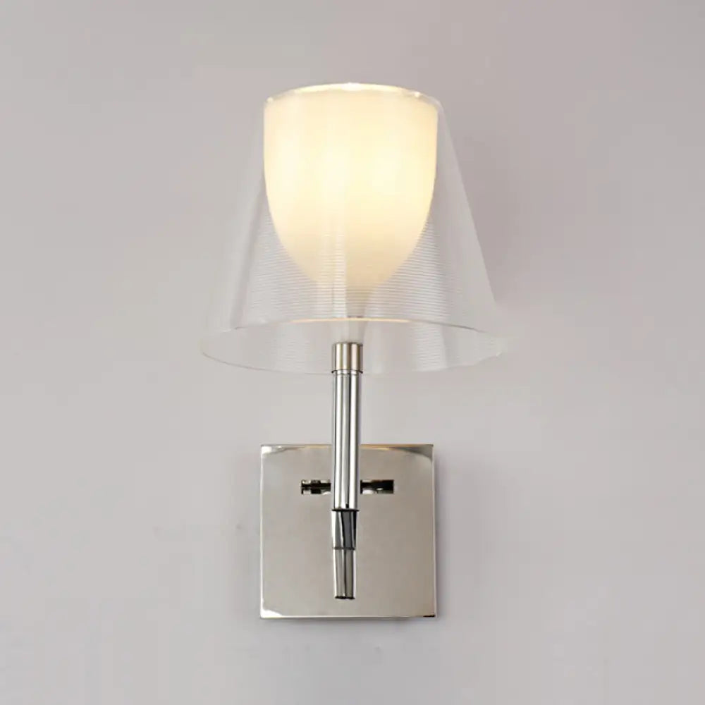 DecorBites™ White Glass Flared Wall Sconce Light Fixture for Contemporary Living Rooms