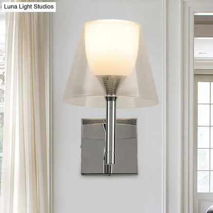 DecorBites™ White Glass Flared Wall Sconce Light Fixture for Contemporary Living Rooms