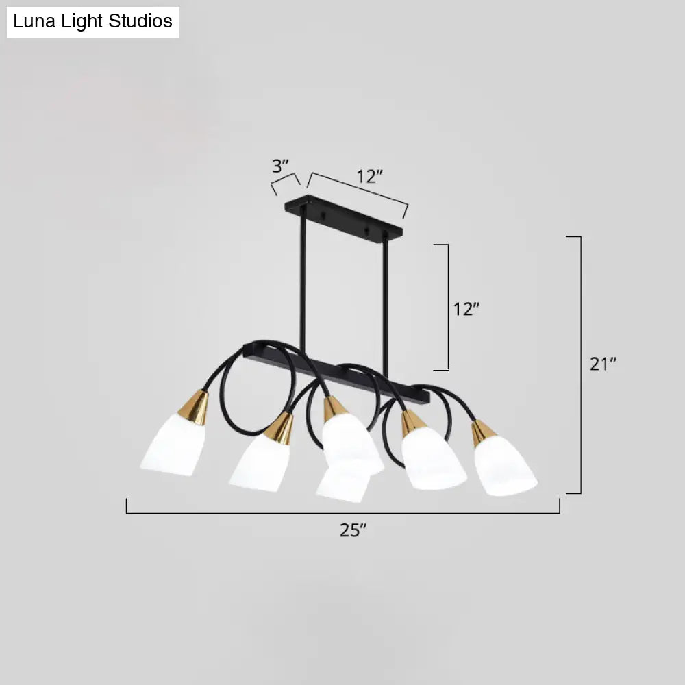 DecorBites™ White Glass Tulip Suspension Light – Modern Island Ceiling Fixture for Dining Room