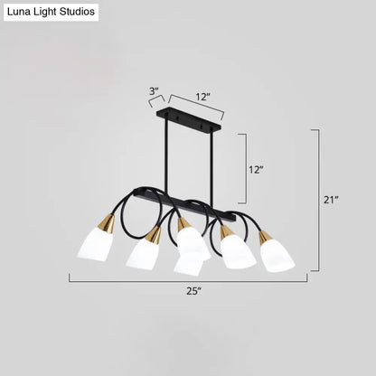 DecorBites™ White Glass Tulip Suspension Light – Modern Island Ceiling Fixture for Dining Room