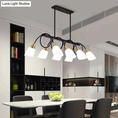 DecorBites™ White Glass Tulip Suspension Light – Modern Island Ceiling Fixture for Dining Room