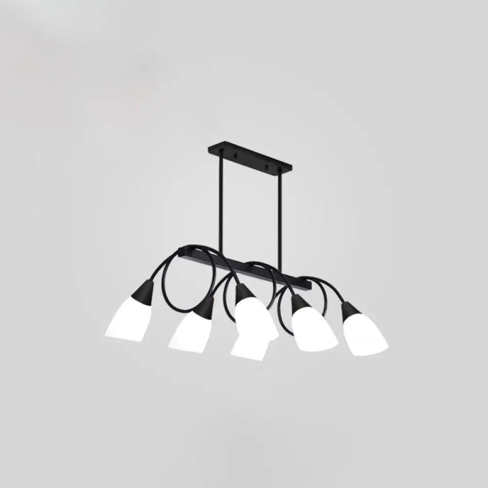 DecorBites™ White Glass Tulip Suspension Light – Modern Island Ceiling Fixture for Dining Room
