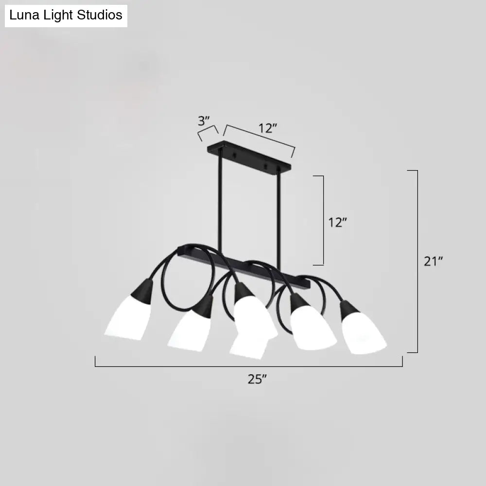 DecorBites™ White Glass Tulip Suspension Light – Modern Island Ceiling Fixture for Dining Room