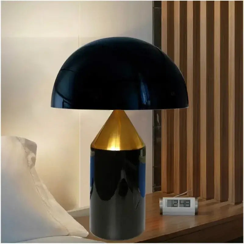 White glossy mushroom iron table lamp for bedroom decor