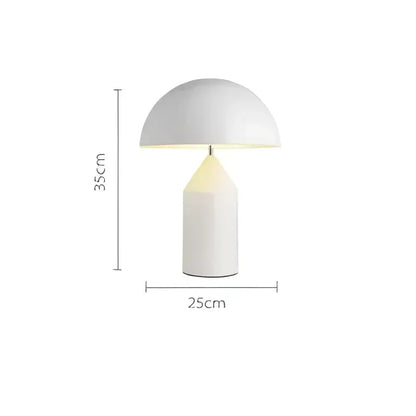 White glossy mushroom iron table lamp for bedroom decor