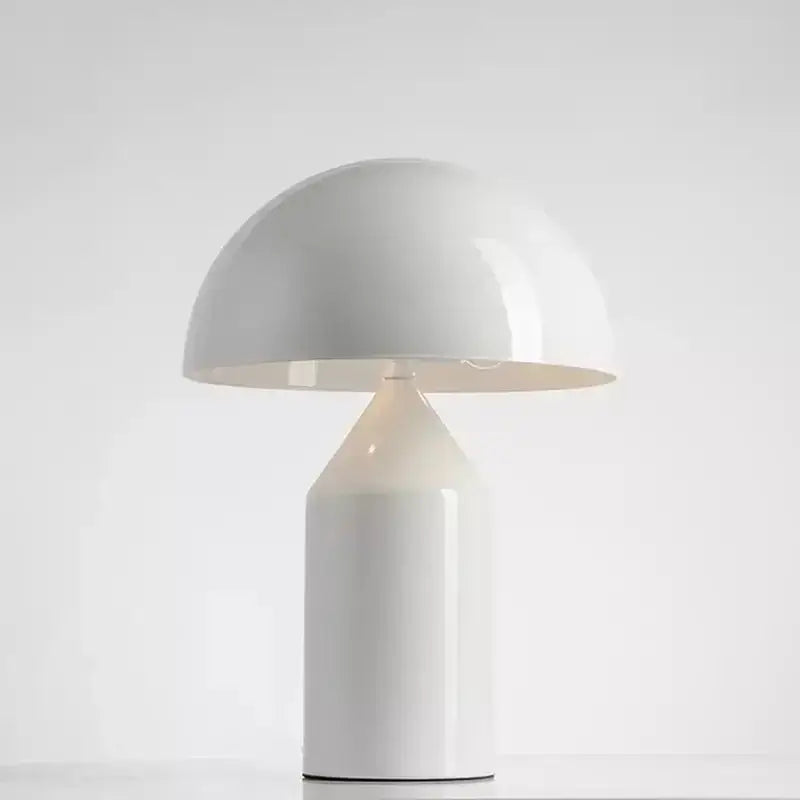 White glossy mushroom iron table lamp for bedroom decor