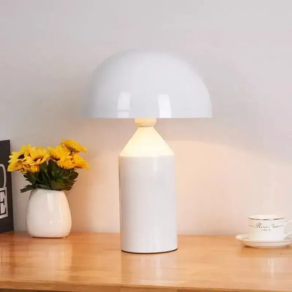 White glossy mushroom iron table lamp for bedroom decor