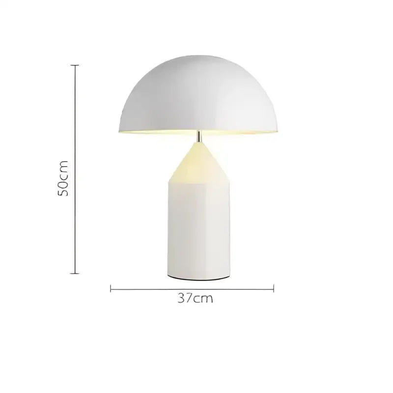 White glossy mushroom iron table lamp for bedroom decor