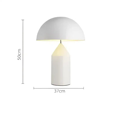 White glossy mushroom iron table lamp for bedroom decor