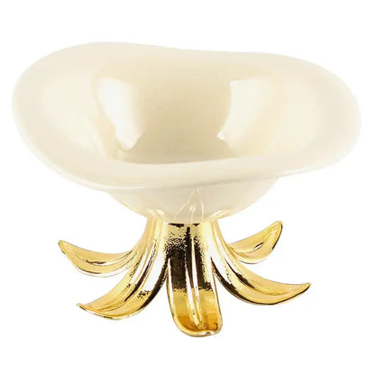 White & gold ceramic fruit plate tray bowl dining room centerpiece