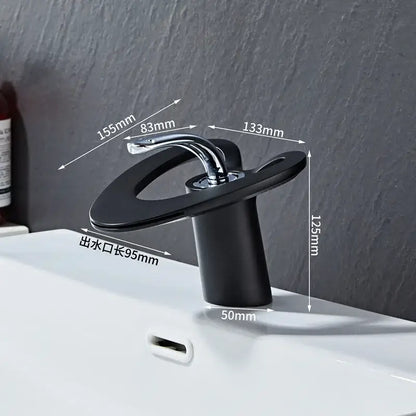 White & gold heart waterfall basin faucet bathroom sink mixer tap