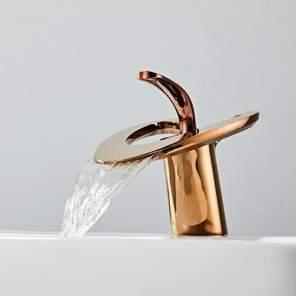 White & gold heart waterfall basin faucet bathroom sink mixer tap