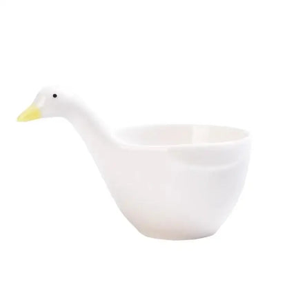 White goose ceramic snack bowl kitchen sauce dish with handle