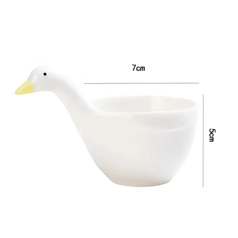 White goose ceramic snack bowl kitchen sauce dish with handle