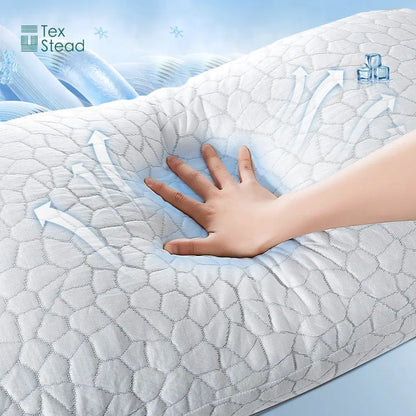 White gray geometric cooling shredded sponge memory foam pillow bedroom