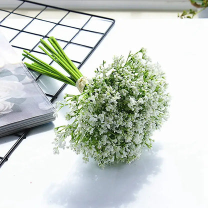 White gypsophila artificial flowers wedding and home decor bouquet