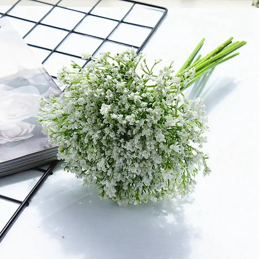 White gypsophila artificial flowers wedding and home decor bouquet