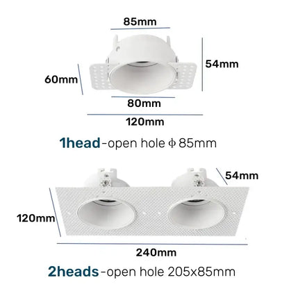 White honeycomb double head square led downlight living room fixture