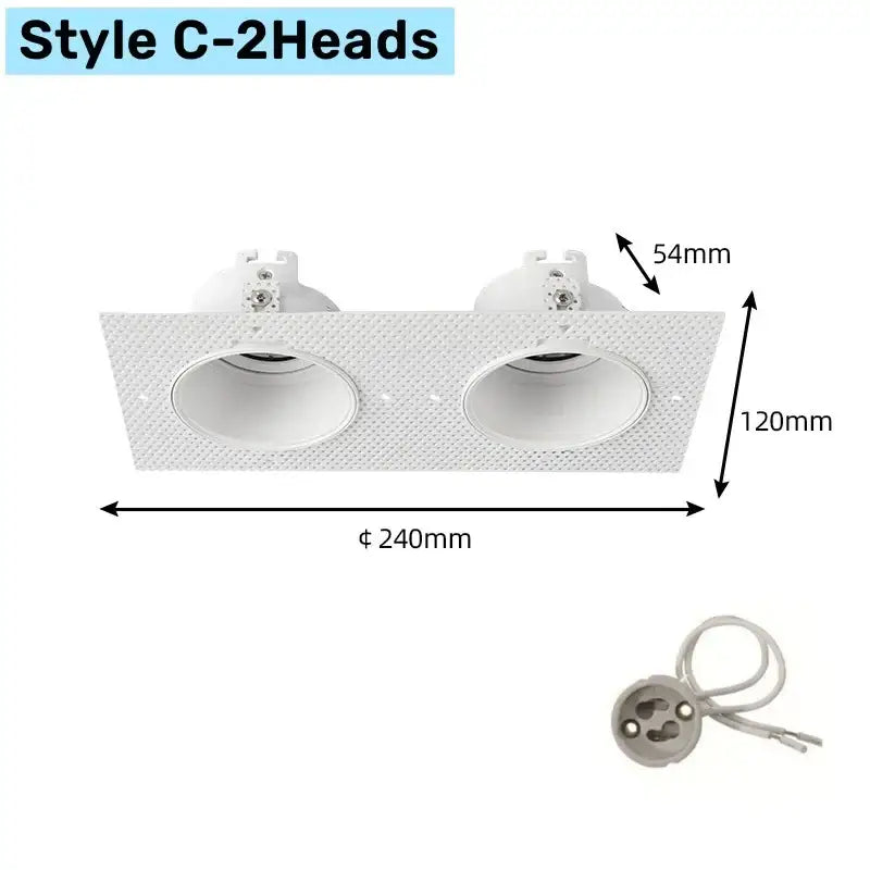 White honeycomb double head square led downlight living room fixture